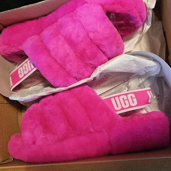 UGG Shoes - UGG Pink Fluffy Slippers